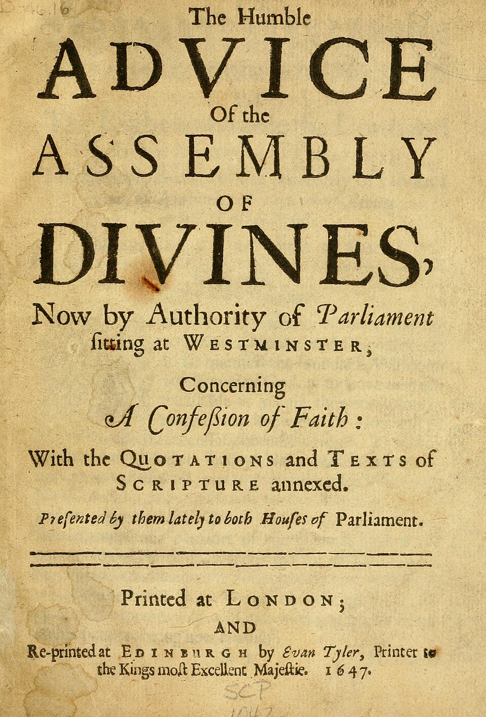 Westminster Confession of Faith – 1646
