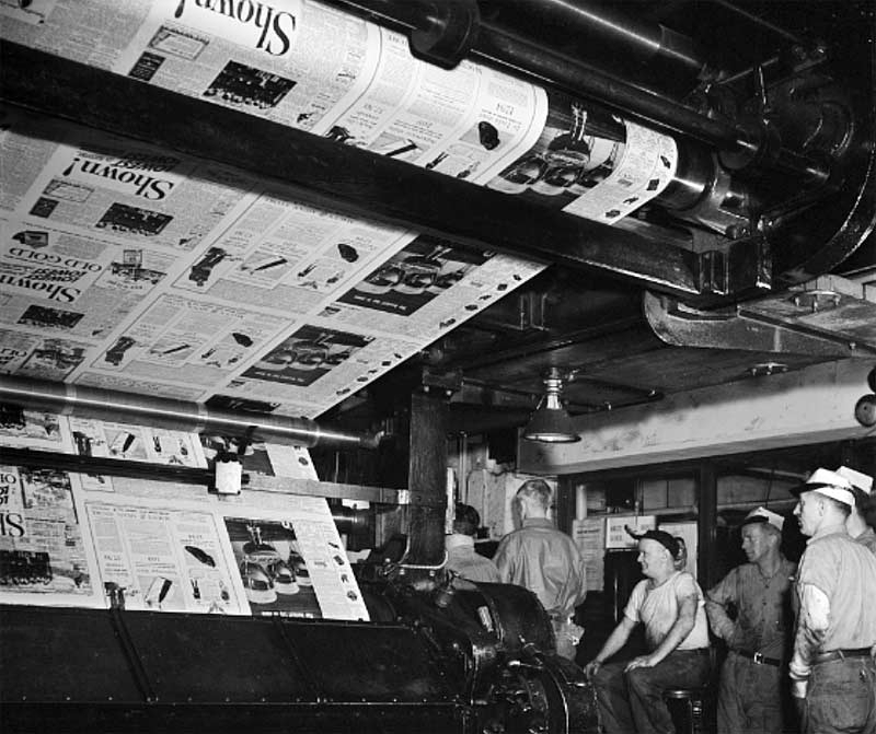 History and Facts on American Newspaper Production from the Colonial Times Through the 1890s.